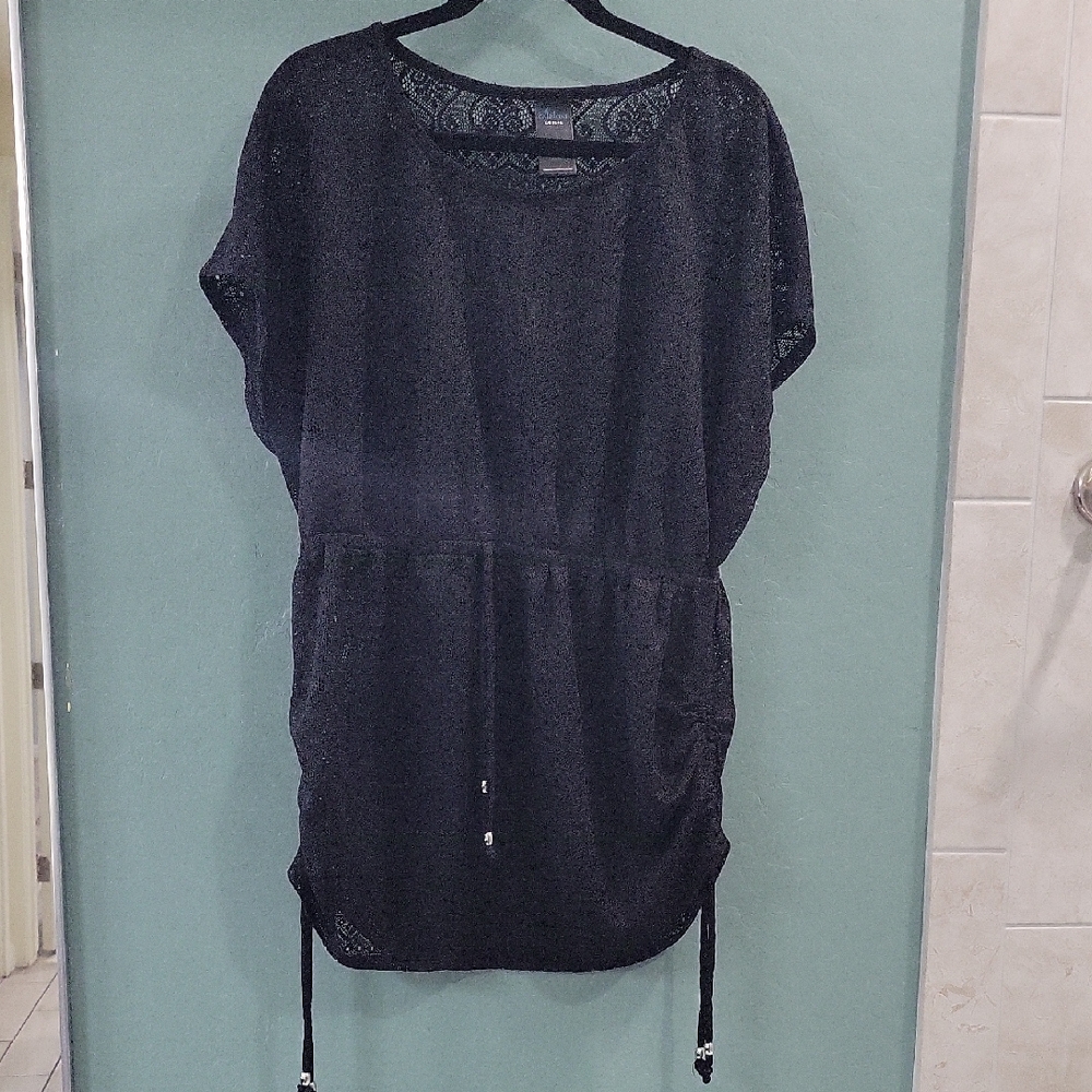 Black Sheer Tunic Swim Coverup Top